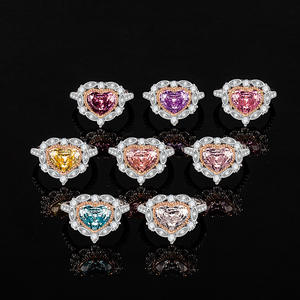 YLファッショナブルな女性の水滴ルビーエメラルドリングイエローピンクダイヤモンドビビッドアメジスト4つの爪の生活 - Product Image 1