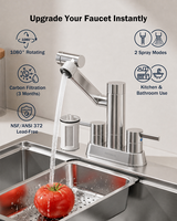 Robinet de cuisine à double poignée SS304 avec filtre intégré, 1080 °   Robinet d'eau potable pivotant