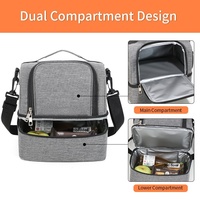 Sac isotherme à grande ouverture, double compartiment, pour pique-nique en extérieur, boîte à bento, avec logo personnalisé