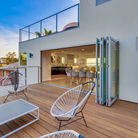 Porte pliante en verre en alliage d'aluminium moderne imperméable avec surface finie pour entrée de villa, balcon et patio