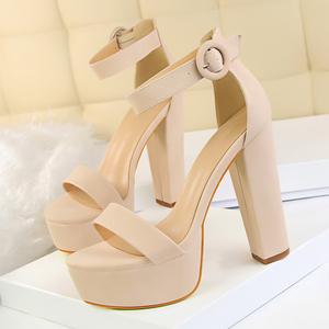 Sandales d'été pour femmes à bout ouvert, talons épais, design confortable pour une longue tenue debout, grandes tailles - Product Image 5