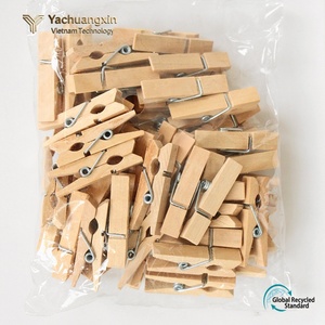 Pinces à linge en bois de forme rectangulaire avec ressort en acier inoxydable, durables, pour la buanderie - Product Image 2