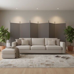 Separador de Ambientes de Tela de 6 Paneles, 204.7x70.9 Pulgadas, Color Antracita, Plegable, Diseño Minimalista, Mampara Móvil - Product Image 2