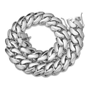 Collana a Catena Cubana Piatta in Acciaio Inossidabile 316L Lucidato 8mm-20mm, Placcata in Rodio, Antiossidante e Impermeabile, Gioielli da Uomo - Product Image 4
