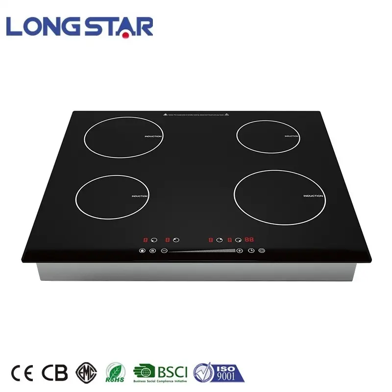 Built-in 4 Burner 6000w Induction Stove Combo Radiant Digital Display Induction Cooker