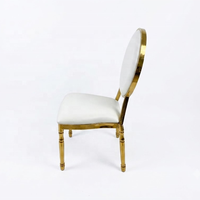 Chaise de banquet en acier inoxydable doré, élégante, avec dossier rond en acrylique, pour salle à manger et événements, vente en gros