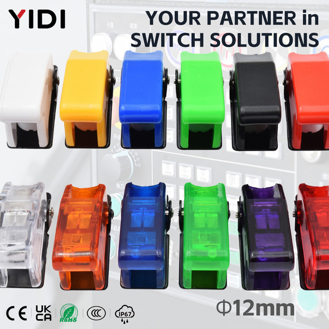 12mm 12V 20A 2 Position Blue Red Green Black Purple Led Light Toggle Switch Protect Flip Cover Boat Car Heavy Duty Plastic