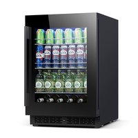 Réfrigérateur à boissons commercial sous comptoir, personnalisé, de haute qualité, fin, électrique, en acier inoxydable noir, avec porte en verre, numérique