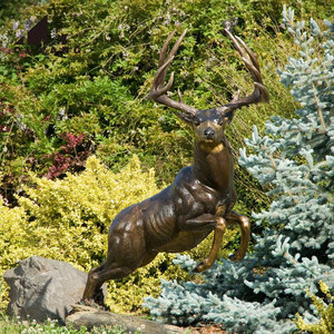 Escultura de Ciervo Macho Saltando en <span class=keywords><strong>Bronce</strong></span> Vintage Fundido a Mano, Estatua de Ciervo Realista Grande en Cobre para Decoración de Jardín y Paisaje - Product Image 1