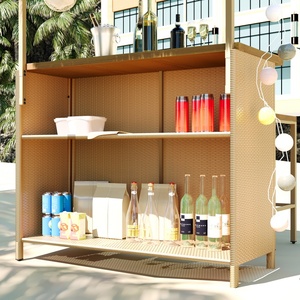 Set da Bar per Esterni Stile Hawaiano, Tavolo e <span class=keywords><strong>Sgabelli</strong></span> con Piedini Regolabili, Piano in Legno di Acacia, Naturale - Product Image 6
