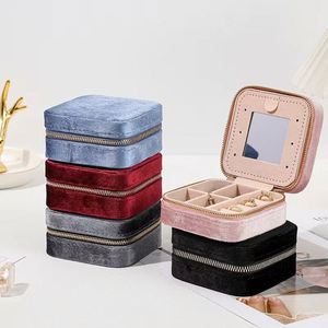 Boîte de rangement innovante à double étage avec miroir, idéale pour les voyages, organiseur de bijoux, bagues, colliers, boucles d'oreilles, intérieur en velours - Product Image 4