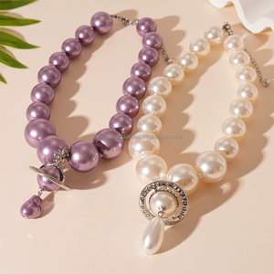 ヨーロピアンアメリカのハイエンド女性アクセサリースパイシーな女の子気質ネクタイ模造真珠の誇張されたファッショナブルなネックレス - Product Image 3