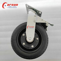 Roulettes pivotantes robustes Carsun de 10 pouces avec freins, roues en caoutchouc gonflables en acier, double roulement à billes, bande de roulement souple et protections filetées