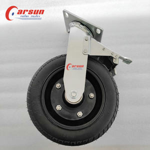 ล้อเลื่อนแบบหมุนได้ Carsun Heavy Duty ขนาด 10 นิ้ว พร้อมเบรก ล้อเหล็กหุ้มยางแบบเติมลม ลูกปืนคู่ ล้อกันลื่นแบบนุ่ม พร้อมตัวป้องกันเกลียวล้อ - Product Image 2