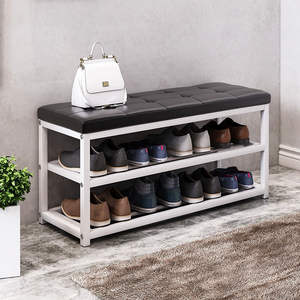 Étagère à chaussures pour porte <span class=keywords><strong>de</strong></span> <span class=keywords><strong>maison</strong></span> simple rangement multicouche armoire à chaussures peut s'asseoir sac souple en fer tabouret à chaussures multifonctionnel - Product Image 3