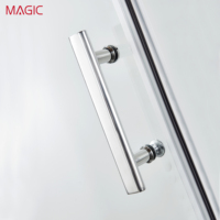 Paroi de douche coulissante incurvée MAGIC F18 pour hôtel et maison d'hôtes, en verre trempé, séparation sec/humide, design européen, cadre en aluminium