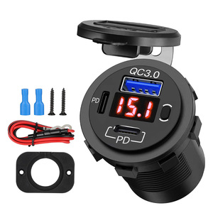 Car Fast Charger Dual USB QC3.0 PD 90W Digital <b>Display</b> 12V With <b>Cables</b> And Mounting Kit - Product Image 1
