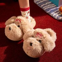 DERAN nouveau labubu moelleux floue diapositives pantoufles Animal en peluche maison diapositives femmes hiver confortable chaud chaussures broderie pantoufle personnalisée