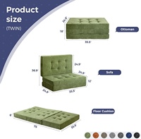 MAXYOYO Matelas de canapé-lit pliable en trois parties de 6 pouces |   Matelas d'appoint portable en chenille tuftée, mousse haute densité, taille double, pour le camping