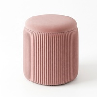 Banc de rangement rond personnalisé en tissu avec pieds en bois, tabouret à langer multifonctionnel pour chambre et entrée