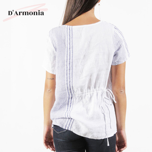 100% Bông Áo Cho Phụ Nữ Ý Thiết Kế Ngắn Tay Áo T Áo Sơ Mi Mùa Hè Hàng Đầu Với Tính Năng Thoáng Khí Dệt Mô Hình Mới Đến - Product Image 4