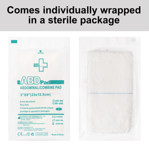 Coussinets abdominaux <span class=keywords><strong>ABD</strong></span> stériles de 5 "x 9", 25 pièces, enveloppés individuellement, coussinets abdominaux de premiers soins absorbants épais - Product Image 4