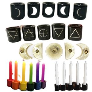 Uobobo bộ nhỏ gốm Chakra mặt trăng màu đen mỏng xi lanh Chime <span class=keywords><strong>Spell</strong></span> Candle Stick chủ bàn thờ - Product Image 1
