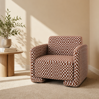 Fauteuil individuel - Fauteuil d'appoint pour salon, design moderne confortable avec revêtement en velours et pieds en bois