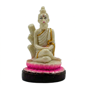 Statue de Bouddha en pierre blanche Loknath, design zen asiatique poli pour la décoration de la maison - Product Image 1