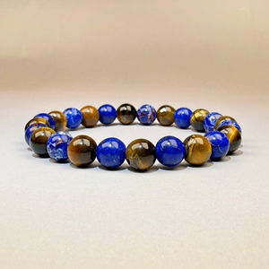 Unisex Multi-Color <span class=keywords><strong>Tiger</strong></span> <span class=keywords><strong>Eye</strong></span> Pedra frisada pulseira moda geométrica ágata jóias para homens e mulheres para aniversários - Product Image 2