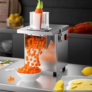 Machine à découper les aliments électrique automatique multifonctionnelle en acier inoxydable à bas prix pour la découpe en dés, le tranchage et le déchiquetage des légumes - Product Image 1
