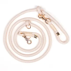 Cowoone Soft Cotton Rope Lead Dog Pet Leash Custom Natural Climbing Pet Dog Rope Leash Metal Hook