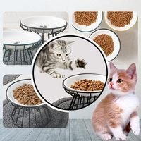 Bol surélevé en céramique écologique pour animaux de compagnie Design ergonomique antidérapant pour le soulagement cervical Plat d'alimentation anti-déversement pour chat et chien pour l'intérieur