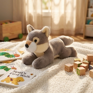 Peluche Realistico di Lupo Grigio Personalizzato, Morbido Cuscino a Forma di Lupo per Bambini, Pupazzo di Peluche Animale per la Vendita all'Ingrosso - Product Image 5