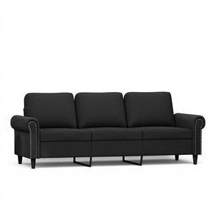 Sofá Rectangular de 3 Plazas en Terciopelo Negro Modelo D0100H7UKLT para Sala de Estar - Product Image 1