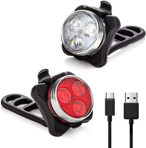 Avvertenza USB 4 stampi ricaricabili luci bici anteriore <span class=keywords><strong>posteriore</strong></span> resistente all'acqua luce <span class=keywords><strong>posteriore</strong></span> <span class=keywords><strong>faro</strong></span> <span class=keywords><strong>bicicletta</strong></span> - Product Image 1