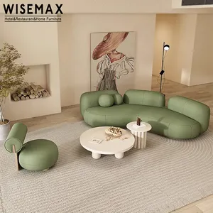 WISEMAX FURNITURE Luxury furniture corner couch one two three sofa curved shape fabric luxury sofas for living room