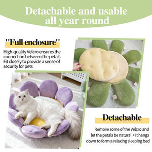 Nueva cama para perros y gatos semicerrada desmontable en forma de flor con velcro para accesorios de mascotas de interior - Product Image 3