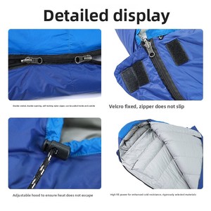 Anpassbarer Großhandels-Schlafsack im Mumien-Stil mit Kontrastfarben aus Nylongewebe für Erwachsene, Outdoor-Camping, Tragbar, Warm, Enten- oder Gänsedaunen - Product Image 3