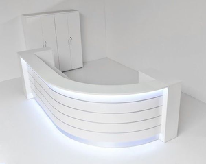 Quầy lễ tân hình cung hiện đại bằng gỗ cho tiệm làm đẹp, cửa hàng quần áo, công ty, quầy thu ngân sơn tay - Product Image 2