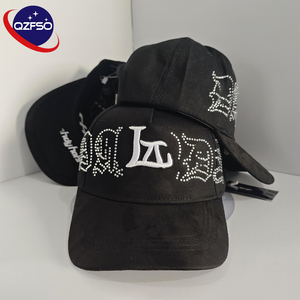 Casquette de baseball QZFSO personnalisée unisexe, nouvelle collection, en daim, avec visière doublée satin, style Era 5 panneaux, broderie 3D, quatre saisons, ornée de strass - Product Image 1