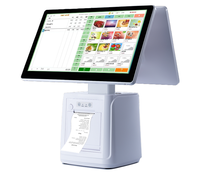 Caisse enregistreuse POS GMS 15,6+15,6 à écran unique/double, Android, Google Play, écran rotatif, lecteur de code QR NFC, thermique