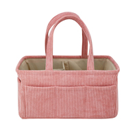 Organisateur de couches en velours côtelé rose Sac à couches et petite pochette