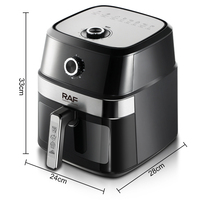 Friteuse à air RAF R.5346 1350W 6.5L avec commande manuelle et minuterie mécanique 360 °   Appareil de cuisine à circulation d'air, 80 % moins d'huile, avec fenêtre de visualisation