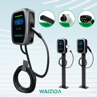 Borne de recharge murale AC pour VE 32A Type 1 J1772 110-240V WiFi Ethernet OCPP 1.6J avec écran TFT 4,3 pouces pour recharge commerciale