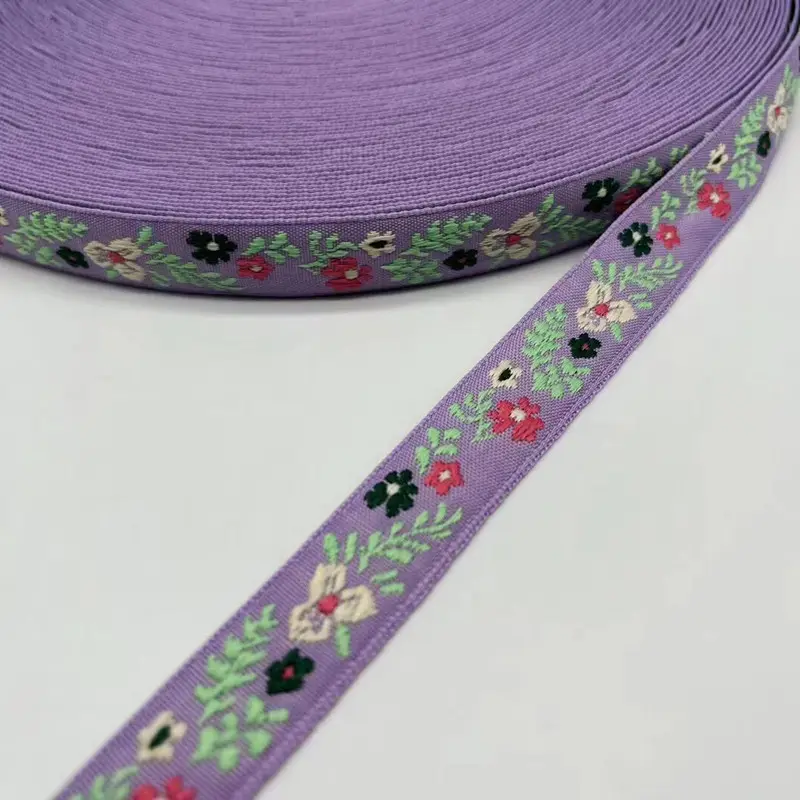 حزام تطريز مخصص بتصاميم زهور من الجاكار والتطريز