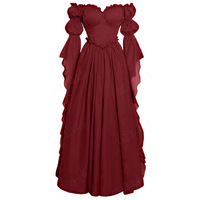 Neues Mittelalterliches Gotisches Hofkleid für Damen in Schwarz-Rot, Renaissance Retro Palastkleid, Halloween Karneval Party Prinzessin Cosplay Kostüm