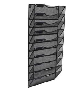 Mesh <b>Metal</b> 10 Pocket Hanging Wall <b>File</b> Organizer Wall Mount Paper Folder Holder Letter Rack Magazine Rack - Product Image 1