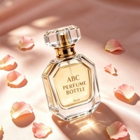 Flacon de parfum vide de luxe populaire, forme polygonale carrée, 30ml, 50ml, 100ml, avec pompe pulvérisatrice à sertir, boîte d'emballage personnalisée