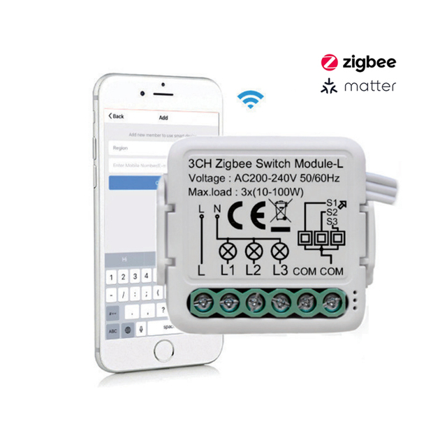 ABUK Home Automation Smart Matter On-Off Controller Mini Light Intelligent Dimmer Switch Module Zigbee Wifi Matter Relay Switch